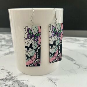 Anime Demon Slayer Series Kamado Nezuko Kochou Shinobu Cosplay Pendant Earrings